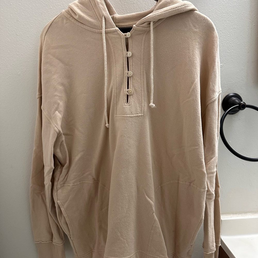 aerie Men's Beige Hooded Henley Sweatshirt